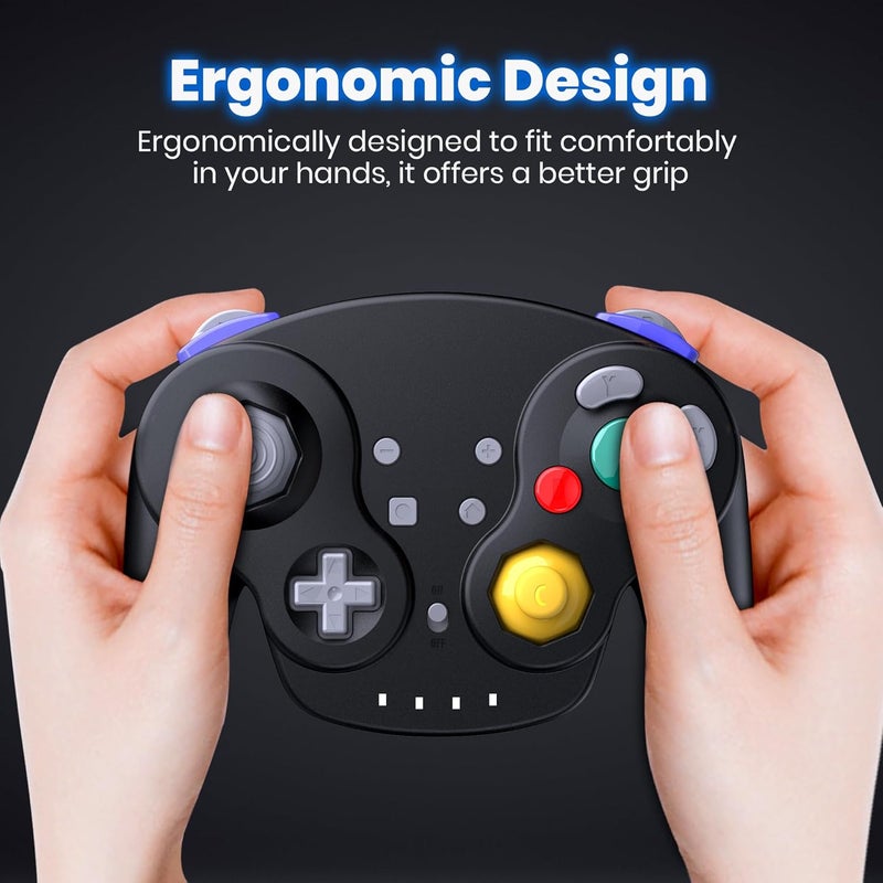 SAFFUN 2.4 GHz Wireless GameCube Controller, for NGC GameCube Console (Built-in Rumble) (Analog Stick) (Analog Triggers) (Rechargeable) (Plug and Play) Black - Image 5